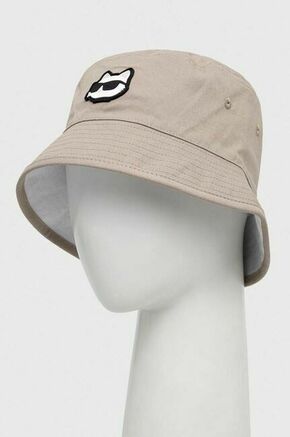 Bombažni klobuk Karl Lagerfeld bež barva - bež. Klobuk iz kolekcije Karl Lagerfeld. Model z ozkim robom