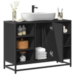 vidaXL Kopalniška omarica za umivalnik črna 80x33x60 cm inženirski les