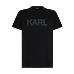 Bombažna kratka majica Karl Lagerfeld moški, črna barva - črna. Kratka majica iz kolekcije Karl Lagerfeld, izdelana iz tanke, elastične pletenine. Model iz zračne bombažne tkanine.