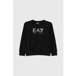 Otroški pulover EA7 Emporio Armani črna barva - črna. Otroški pulover iz kolekcije EA7 Emporio Armani, izdelan iz elastične pletenine. Model iz izjemno udobne bombažne tkanine.