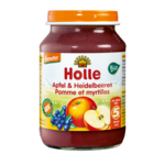 Holle Bio otroška hrana - jabolko in borovnice - 190 g