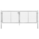 vidaXL Vrtna vrata pocinkano jeklo 306x125 cm srebrna