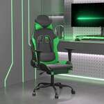 vidaXL Masažni gaming stol z oporo za noge črno in zeleno umetno usnje