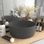 Greatstore Razkošen umivalnik okrogel mat temno siv 40x15 cm keramičen