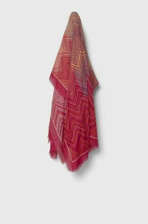Ruta s primesjo svile Missoni roza barva - roza. Ruta iz kolekcije Missoni. Model izdelan iz vzorčaste tkanine.