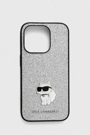 Etui za telefon Karl Lagerfeld iPhone 15 Pro 6.1 srebrna barva - srebrna. Etui za iPhone iz kolekcije Karl Lagerfeld. Model izdelan iz materiala z nalepko.