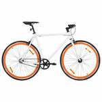 vidaXL Kolo z eno prestavo belo in oranžno 700c 55 cm