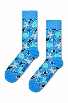 Nogavice Happy Socks Seashells Sock - modra. Nogavice iz kolekcije Happy Socks. Model izdelan iz elastičnega