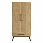 Otroška garderobna omara v dekorju bukve v naravni barvi 100x200 cm Retro – Pinio