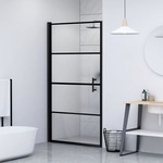 vidaXL Vrata za tuš 100x178 cm delno motno kaljeno steklo črna