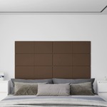 shumee Stenski paneli 12 kosov rjavi 90x30 cm blago 3,24 m²
