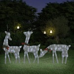 Greatstore Družina božičnih jelenov 270x7x90 cm srebrna hladno bela mreža