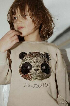 Otroški pulover Konges Sløjd bež barva - bež. Otroški pulover iz kolekcije Konges Sløjd. Model izdelan iz pletenine z nalepko.