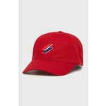 Bombažna kapa Superdry rdeča barva - rdeča. Kapa s šiltom vrste baseball iz kolekcije Superdry. Model izdelan iz enobarvnega materiala.