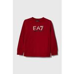Otroški pulover EA7 Emporio Armani rdeča barva - rdeča. Otroški pulover iz kolekcije EA7 Emporio Armani, izdelan iz elastične pletenine. Model iz izjemno udobne bombažne tkanine.