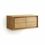 Nizka/stenska omarica za pod umivalnik iz masivnega tika v naravni barvi 90x40 cm Kenta – Kave Home
