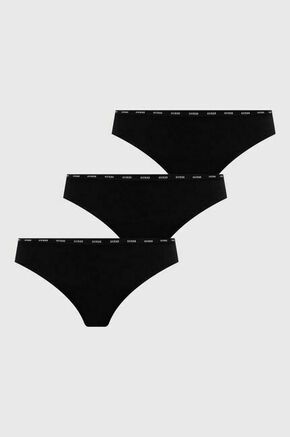 Spodnjice Guess 3-pack črna barva - črna. Spodnjice iz kolekcije Guess. Model izdelan iz elastične