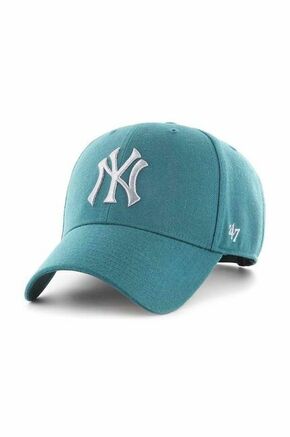 Bombažna bejzbolska kapa 47brand Mlb New York Yankees zelena barva - zelena. Kapa s šiltom vrste baseball iz kolekcije 47brand. Model izdelan iz tkanine z nalepko.