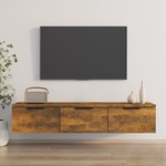 vidaXL Stenska omarica dimljeni hrast 102x30x20 cm konstruiran les
