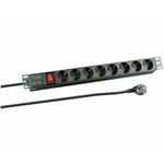 EFB razdelilec rack 8x220V ALU+stikalo črn EK631DE.2