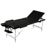 vidaXL Sklopivi masažni stol s aluminijskim okvirom, 3 zone, crni