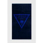 Bombažna brisača Guess mornarsko modra barva - mornarsko modra. Velika brisača iz kolekcije Guess. Model izdelan iz vzorčastega materiala.