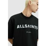 Bombažna kratka majica AllSaints FLOCKER moški, črna barva - črna. Kratka majica iz kolekcije AllSaints. Model izdelan iz bombažne pletenine.