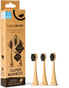 "happybrush ECO VIBE 3 nadomestne glave za sonično zobno ščetko Bambus - 3 kos."