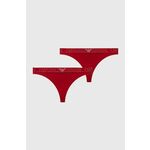 Tangice Emporio Armani Underwear 2-pack rdeča barva - rdeča. Tangice iz kolekcije Emporio Armani Underwear. Model izdelan iz enobarvne pletenine. V kompletu sta dva para.