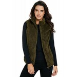 Olive Green Furry High Neck Vest Jacket 32319