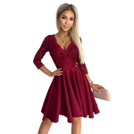 Numoco Ženska obleka 210-15 NICOLLE, bordó, XXXXL