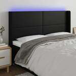 Vidaxl LED posteljno vzglavje črno 163x16x118/128 cm umetno usnje