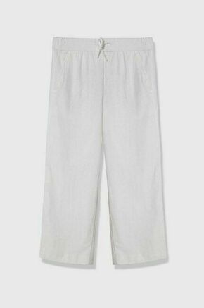 Otroške lanene hlače Abercrombie &amp; Fitch bela barva - bela. Otroški hlače iz kolekcije Abercrombie &amp; Fitch. Model izdelan iz enobarvne tkanine. Model iz izjemno udobne