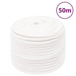 vidaXL Vrv za čoln popolnoma bela 12 mm 50 m polipropilen