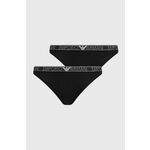 Tangice Emporio Armani Underwear 2-pack črna barva - črna. Tangice iz kolekcije Emporio Armani Underwear. Model izdelan iz elastične pletenine. V kompletu sta dva kosa.