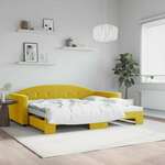vidaXL Izvlečna dnevna postelja rumena 90x200 cm žamet