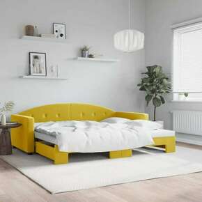 VidaXL Izvlečna dnevna postelja rumena 90x200 cm žamet