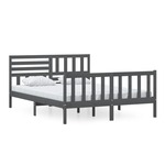 vidaXL Posteljni okvir siv 150x200 cm trden les