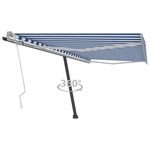 vidaXL Prostostoječa ročno zložljiva tenda 450x350 cm modra/bela