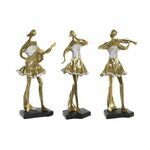 NEW Okrasna Figura DKD Home Decor Glasba 20 x 12 x 41,5 cm Baletka Zlat Romantično (3 kosov)