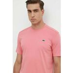 Kratka majica Lacoste moški, roza barva - roza. Kratka majica iz kolekcije Lacoste. Model izdelan iz enobarvne pletenine. Izjemno udoben material.