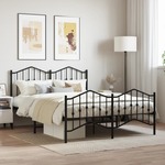 vidaXL Kovinski posteljni okvir z vzglavjem in vznožjem&nbsp;črn 150x200 cm
