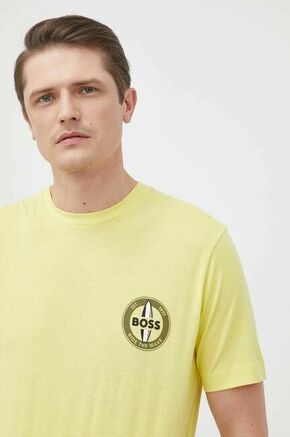 BOSS T-shirt - rumena. T-shirt iz zbirke BOSS. Model narejen iz tanka