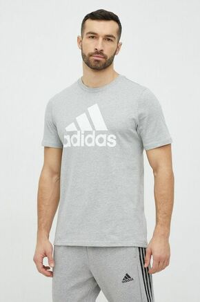 Bombažna kratka majica adidas siva barva - siva. Kratka majica iz kolekcije adidas. Model izdelan iz elastične pletenine.