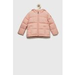 Otroška jakna Roxy roza barva - roza. Otroška Jakna iz kolekcije Roxy. Prehoden model izdelan iz enobarvnega materiala.