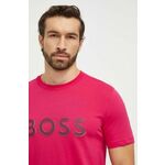 Bombažna kratka majica Boss Green moški, roza barva - roza. Lahkotna kratka majica iz kolekcije Boss Green, izdelana iz visokokakovostne pletenine, ki je bila izdelana na trajnostni način. Model iz izjemno udobne bombažne tkanine.