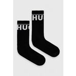 Nogavice HUGO 2-pack moški, črna barva - črna. Nogavice iz kolekcije HUGO. Model izdelan iz elastičnega materiala. V kompletu sta dva para.