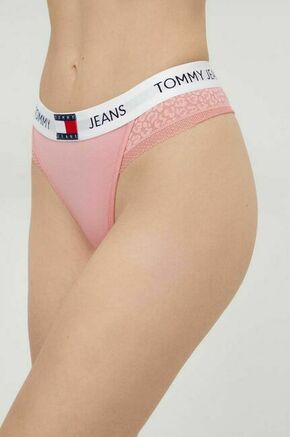Tangice Tommy Jeans roza barva - roza. Tangice iz kolekcije Tommy Jeans. Model izdelan iz kombinacije pletenin in čipke.