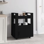 Greatstore Kuhinjski voziček črn 60x45x80 cm inženirski les