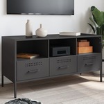 vidaXL TV omarica črna 100,5x39x50,5 cm hladno valjano jeklo